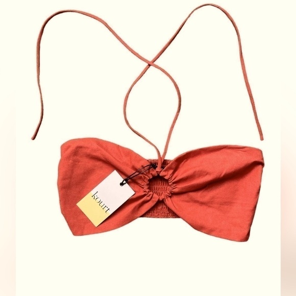 NWT Women’s Linen Blend Bandeau Halter top by Kourt - Picture 3 of 5